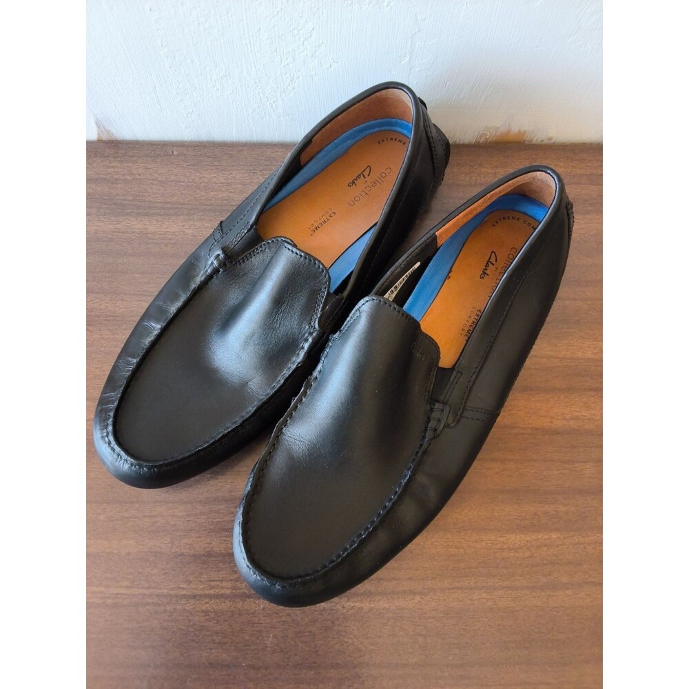 Clark's Leather Markman Plain Leather Loafers Men's Size 13M BLACK Workwear